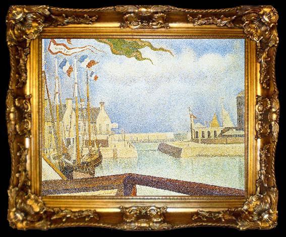 framed  Georges Seurat Port en Bessin, Sunday, ta009-2